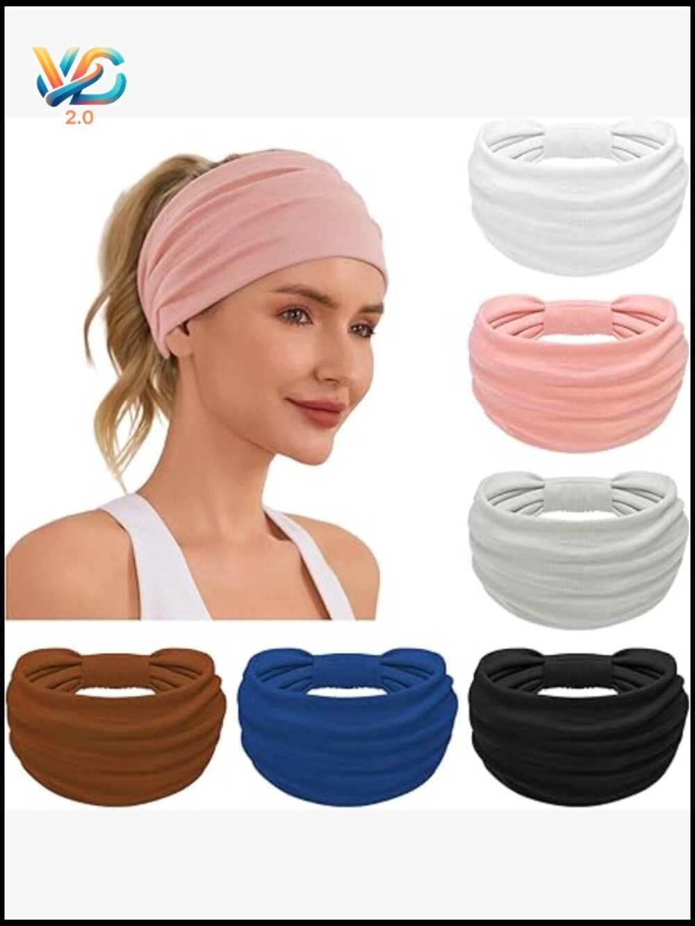 6 Pack Wide Non Slip Elastic Headbands Stretchy Sweat Hair Bands Boho Turban
